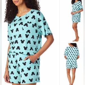 Disney | Tourquoise & Black | Short Pajama Set |Mickey Mouse Print | Size XS/S